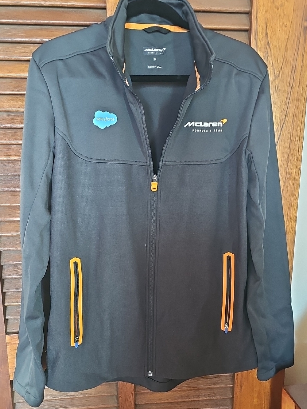 McLaren Black Softshell Jacket with Orange Accents